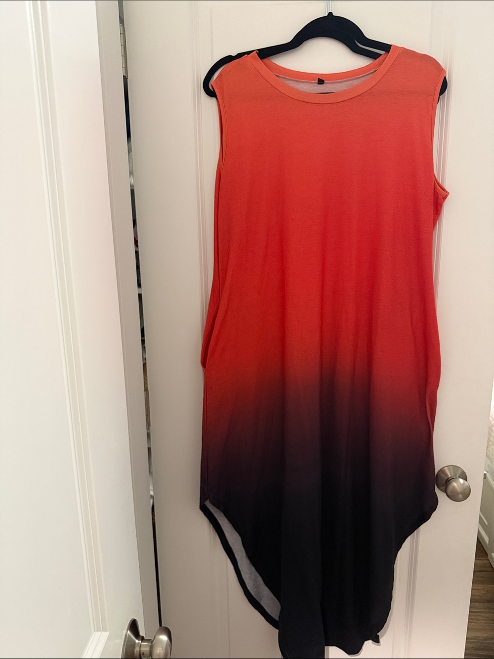 Sleeveless Ombre Maxi Dress in Coral to Black
